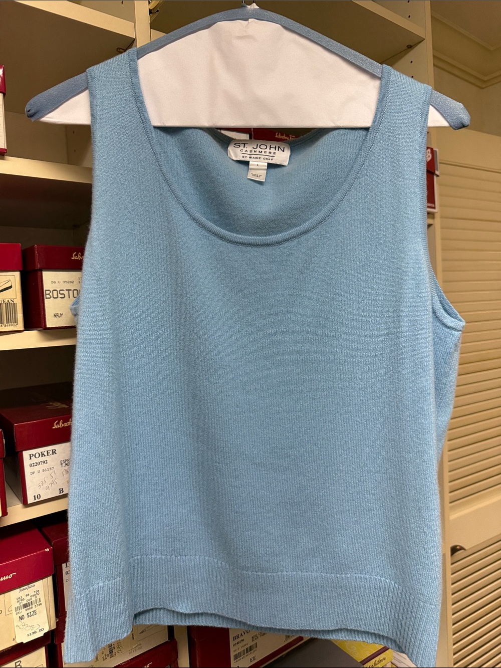 St. John Cashmere Sky Blue Sleeveless Knit Shell